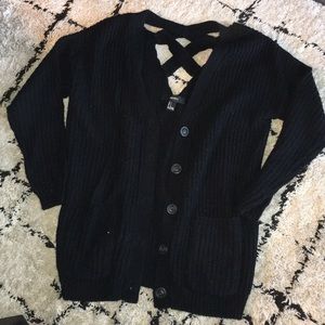 Chunky Knit Cardigan with Criss Cross Detailing